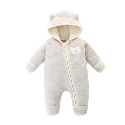 Newborn Baby Winter Snowsuit Bear Romper Warm Hooded Jumpsuit Onesie Infant Coat Outwear for Boy Girl 9-12 Months