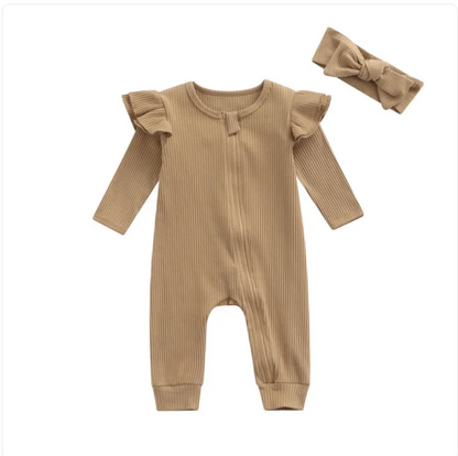 Baby's First Cotton Romper – Long Sleeve, Solid Colors