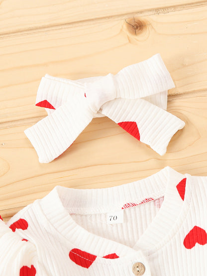 Heart Print Baby Outfit Set