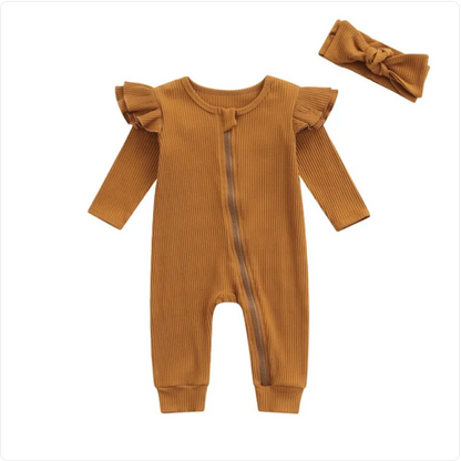 Baby's First Cotton Romper – Long Sleeve, Solid Colors