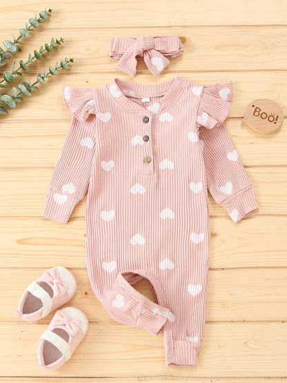 Heart Print Baby Outfit Set