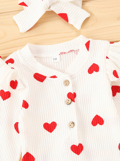 Heart Print Baby Outfit Set