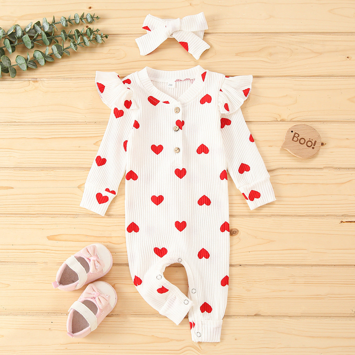 Heart Print Baby Outfit Set