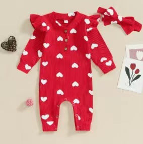 Heart Print Baby Outfit Set