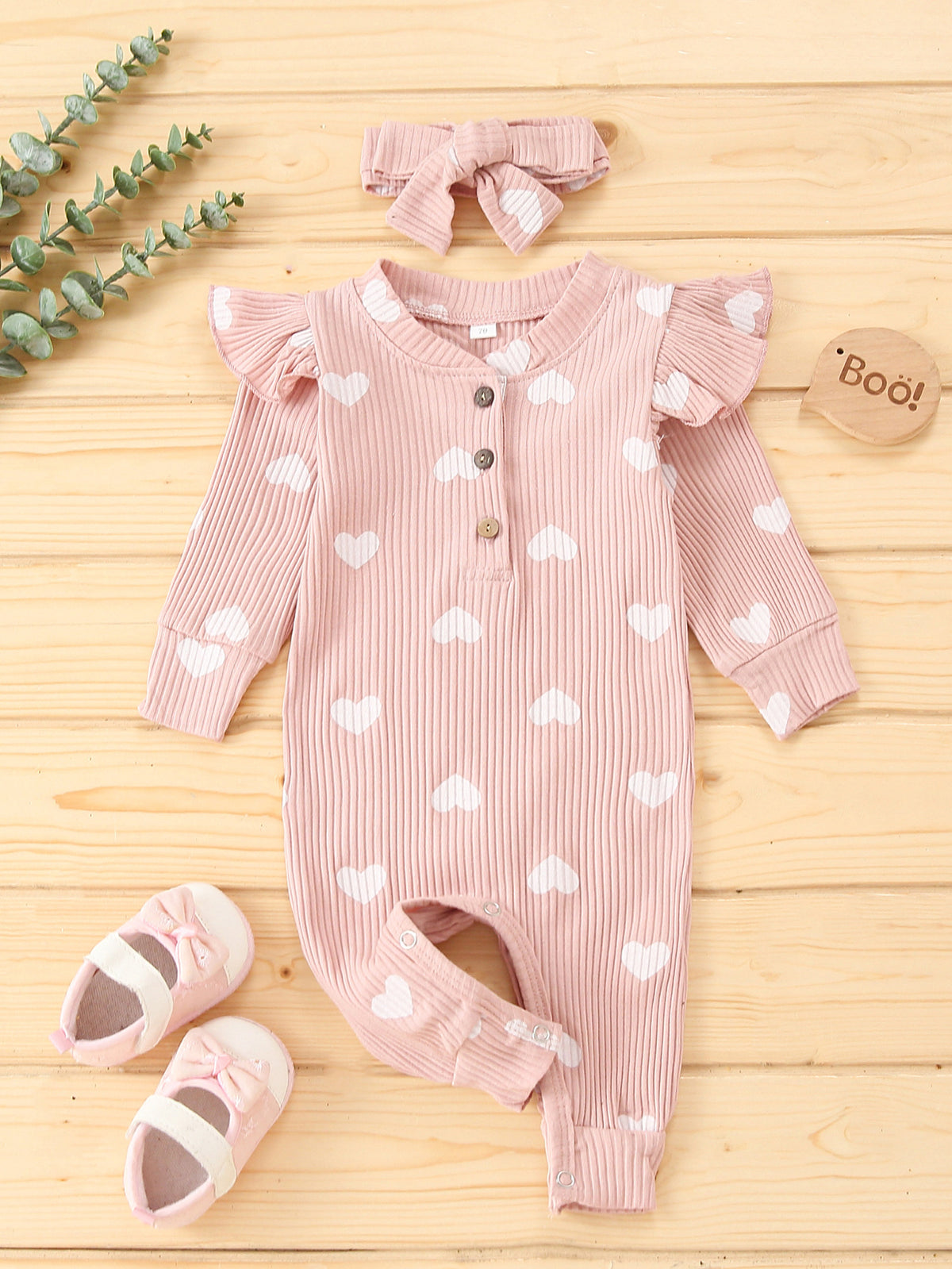 Heart Print Baby Outfit Set